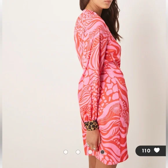 Never Fully Dressed Vibrant Pink and Red Wrap Dress - Picture 3 of 4